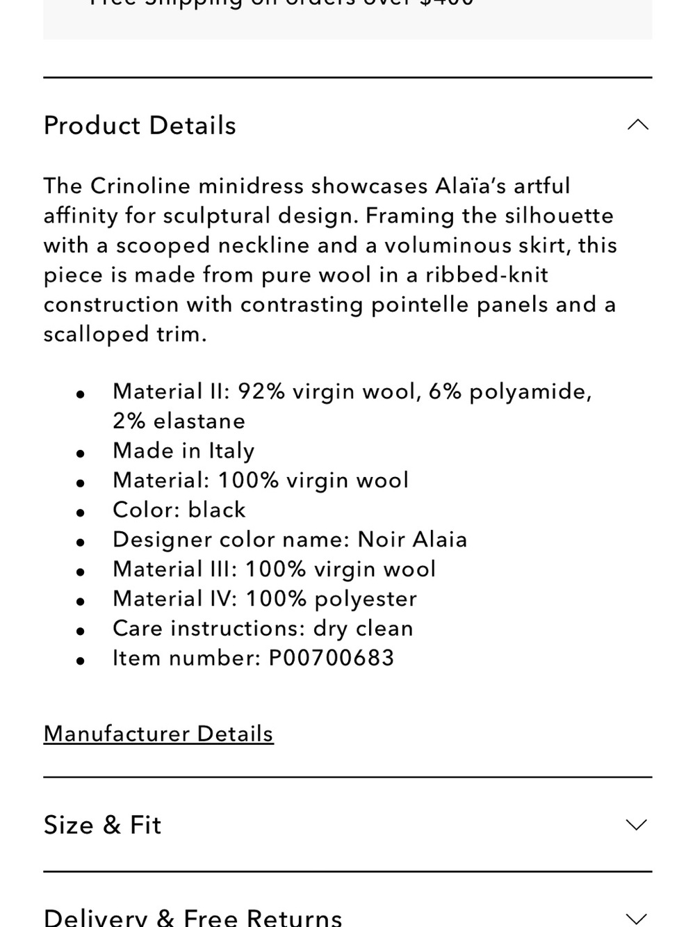 Alaïa Long-Sleeved Crinoline Dress - Picture 10 of 11